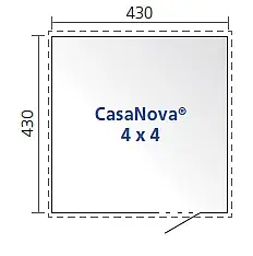 CASANOVA Biohort Zahradní domek BIOHORT CasaNova DUO 430 x 430 (stříbrná metalíza) orientace dveří vlevo