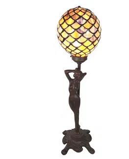 Svítidla Stolní vitrážová lampa Tiffany Femme - 21*21*51 cm Clayre & Eef 5LL-6024