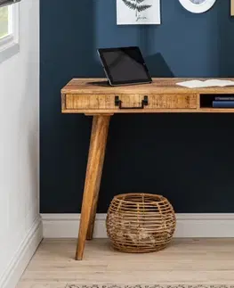 Stylové a luxusní pracovní a psací stoly Estila Masivní psací stolek Mango se zásuvkou a otevřenou poličkou 120cm