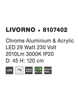 Designová závěsná svítidla Nova Luce Jemné závěsné svítidlo Livorno poseté LED krystaly - pr. 450 x 1200 mm, 29 W, 2010 lm, chrom, dva prstence NV 8107402