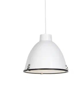 Zavesna svitidla Průmyslová závěsná lampa bílá stmívatelná 38 cm - Anteros