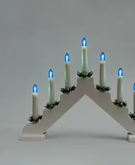 Vánoční svícny Exihand Adventní svícen 2262-210 dřevěný bílý, 7x34V/0,2W LED Filament modrý