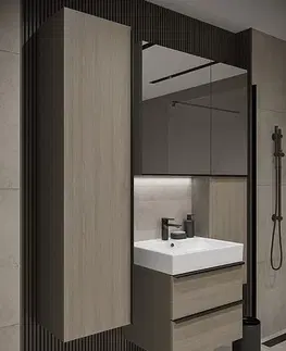 Koupelna CERSANIT Nábytkový sloupek VIRGO šedý dub s černou úchytkou S522-035