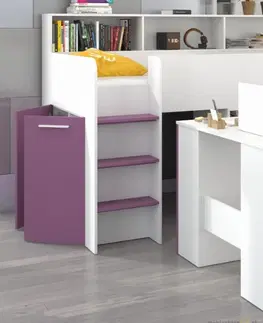 Dětský pokoj ArtCross Dětská vyvýšená postel NEO | levá barevné provedení: biela / fialová