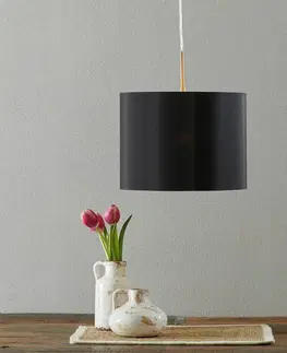 Závěsná světla Lucande Lucande Patrik textilní závěsné světlo Ø30cm černá