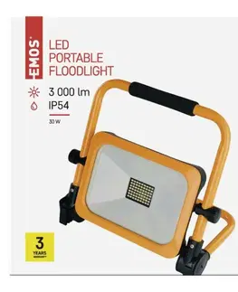 LED reflektory EMOS LED reflektor ACCO nabíjecí, přenosný, 30 W, žlutý, studená bílá ZS2832