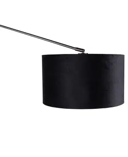 Nastenna svitidla Nástěnná lampa černá s velurovým stínidlem černá 35 cm nastavitelná - Blitz