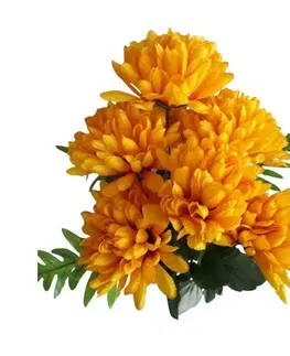 Květiny Umělý svazek Chryzantém, tmavě žlutá, výška 58 cm