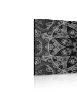 Černobílé obrazy Obraz hypnotická Mandala v černobílém provedení