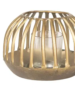 Zahradní lampy Zlatá kovová lucerna Lucette – Ø 15*10 cm Clayre & Eef 6Y3356