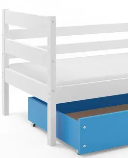 Postele BMS Dětská jednolůžková postel ERYK | bílá Barva: bílá / modrá, Rozměr: 190 x 80 cm