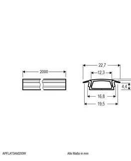 LED profily EVN EVN APFLAT3 hliníkový profil, 200cm T profil, bílá