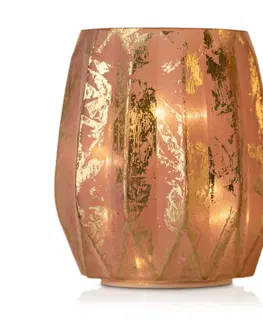 Svíčky LED svícen AmeliaHome CORDOBA 12x13 cm pudrově růžový, velikost 12*13