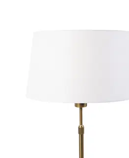 Stolni lampy Bronzová stolní lampa s lněným odstínem bílá 35cm - Parte