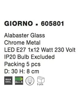 Klasická stropní svítidla NOVA LUCE stropní svítidlo GIORNO alabastrové sklo chromovaný kov E27 1x12W 605801
