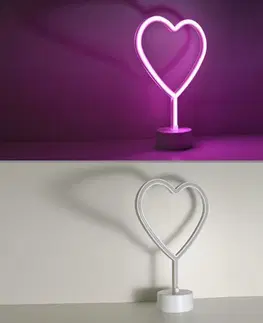 Dětské stolní lampy LEUCHTEN DIREKT is JUST LIGHT LED stolní lampa růžová srdce na baterie s vypínačem, dekorativní svítidlo LD 85028-87