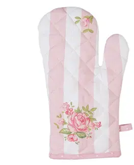 Chňapky Bavlněná kuchyňská chňapka - rukavice s květy růže Sweet Roses - 18*30cm Clayre & Eef SWR44