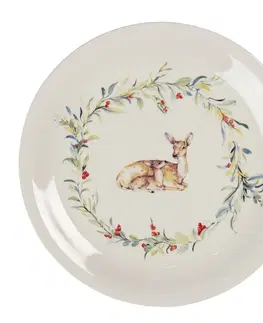 Talíře Keramický jídelní talíř Dearly Christmas – Ø 28 cm Clayre & Eef DCHFP