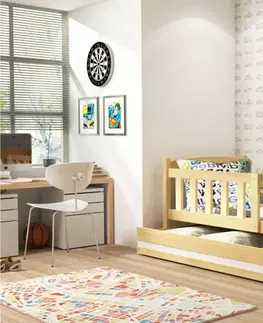 Postele BMS Dětská postel KUBUŠ 1 s úložným prostorem | borovice Barva: Borovice / bílá, Rozměr: 190 x 80 cm
