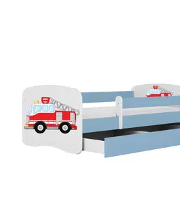 Dětské postýlky Kocot kids Dětská postel Babydreams hasičské auto modrá, varianta 80x160, se šuplíky, bez matrace
