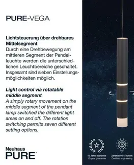 LED lustry a závěsná svítidla PAUL NEUHAUS LED závěsné svítidlo, PURE-VEGA, černá, teple bílé světlo 3000K