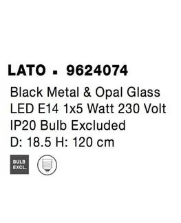 Designová závěsná svítidla NOVA LUCE závěsné svítidlo LATO černý kov a opálové sklo E14 1x5W 230V IP20 bez žárovky 9624074