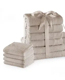 Ručníky Sada bavlněných ručníků AmeliaHome AMARI 2+4+4 ks béžová, velikost 2*70x140+4*50x100+4*30x50
