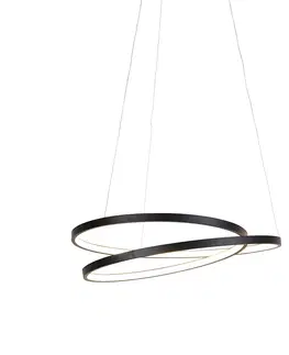 Zavesna svitidla Designová závěsná lampa černá 55cm včetně LED stmívatelné - Rowan