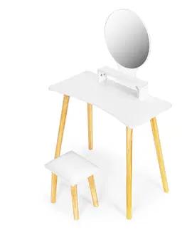 Toaletní stolky MODERNHOME Kosmetický toaletní stolek s taburetem Elegant bílý