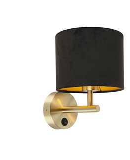 Nastenna svitidla Klasická nástěnná lampa zlatá s černým velurovým odstínem - Combi