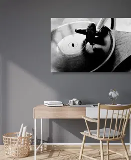 Černobílé obrazy Obraz starožitný gramofon v černobílém provedení
