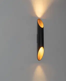 Nastenna svitidla Designové nástěnné svítidlo černé se zlatem - Organo L.