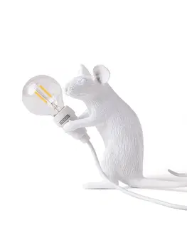 Vnitřní dekorativní svítidla SELETTI LED deko stolní lampa Mouse Lamp USB sedící bílá