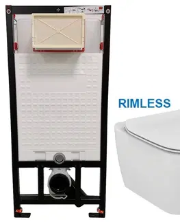 Záchody DEANTE Podomítkový rám, pro závěsné WC mísy bez tlačítka + WC Ideal Standard Tesi se sedátkem RIMLESS CST_WC01 X TE2