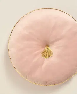 Dekorační polštáře Světle růžový sametový kulatý dekorativní polštář