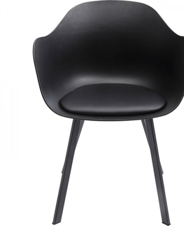 Jídelní židle KARE Design Černá polstrovaná židle s područkami Brentwood