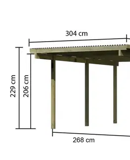 Garáže Dřevěný přístřešek 304 x 490 cm borovice Dekorhome