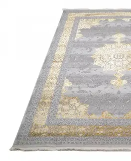 Moderní koberce Exkluzivní šedý koberec se zlatým orientálním vzorem Šířka: 200 cm | Délka: 300 cm