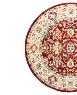 Kulaté a oválné koberce Kulatý vintage koberec červeno béžový Šírka: 170 cm