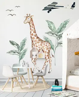 Samolepky na zeď Dětské samolepky na zeď - Žirafa ze světa safari