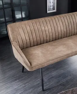 Stylové a luxusní lavice Estila Moderní designová lavice Vittel s béžovým prošívaným potahem z mikrovlákna 160cm