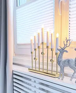 Vánoční osvětlení do oken STAR TRADING Svíčkový lustr Gustavo 7 zdrojů zlatá