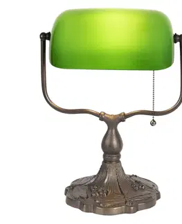 Svítidla Zelená bankovní lampa tiffany Velves - 27*20*36 cm 1x E27 / max 60w Clayre & Eef 5LL-1144GR