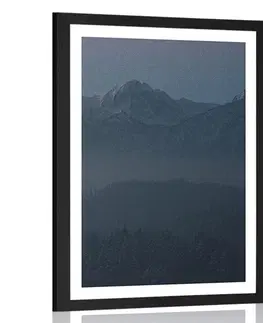 Příroda Plakát s paspartou úplněk měsíce nad horami
