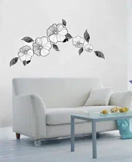 Nálepky Dekorační nálepky na stěnu elegantní černobílé květiny