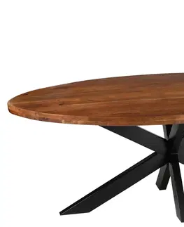 Jídelní stoly Tmavě hnědý oválný jídelní stůl s deskou z akáciového dřeva Gerard Acacia - 210*110*76 cm J-Line by Jolipa 23909