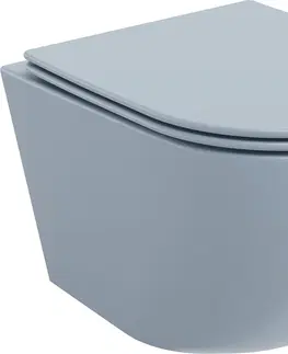Záchody MEXEN Lena Závěsná WC mísa Rimless včetně sedátka s slow, Duroplast, šedomodrá mat 30224069