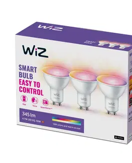 LED žárovky WiZ SET 3x LED žárovka GU10 4,7W 400lm 2200-6500K RGB IP20, stmívatelná