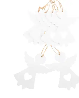 Vánoční dekorace Sada vánočních dřevěných ozdob Anděl bílá, 6 ks
