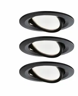 Bodovky do podhledu na 230V PAULMANN LED vestavné svítidlo Nova kruhové 3x6,5W černá/mat výklopné 3-krokové-stmívatelné teplá bílá 3ks sada 944.72